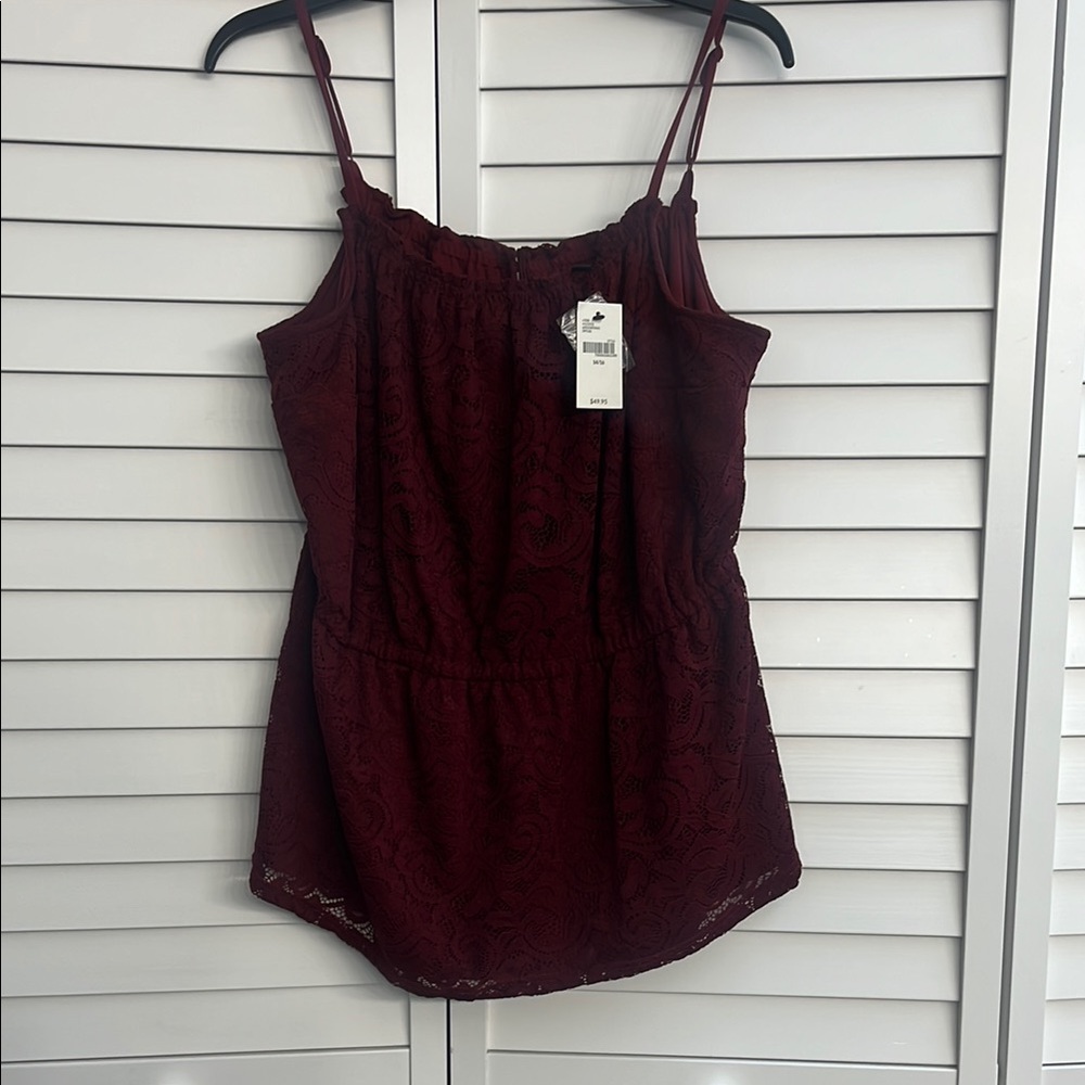 Burgundy Lace Sleeveless Top